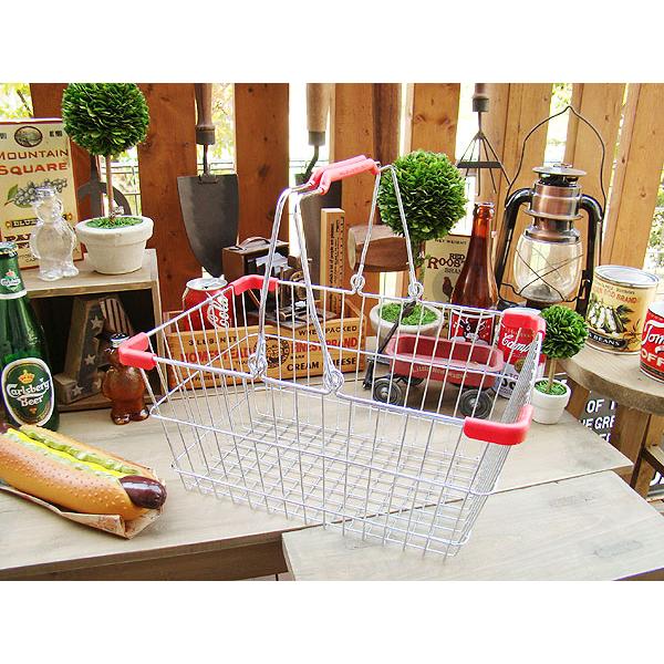 ダルトン　マーケットバスケット　Sサイズ　（クロームボディ/レッド）　■　アメリカン雑貨　アメリカ雑貨　DULTON 爆買 | DULTON