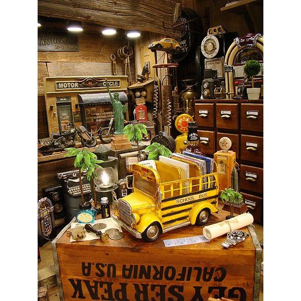 スクールバス ブリキCDラック アメリカン雑貨 アメリカ雑貨入れ