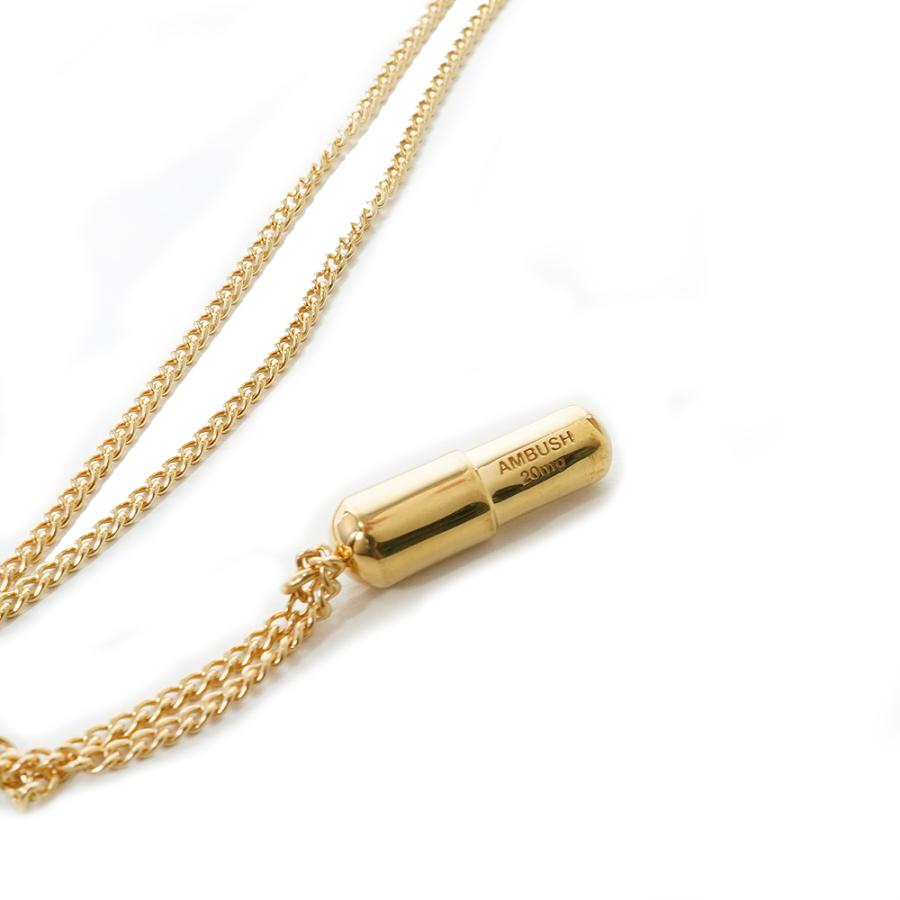 【ポイント10倍 1/3まで】AMBUSH ネックレス ピルケース アンブッシュ PILL CHARM NECKLACE（GOLD) 箱付き