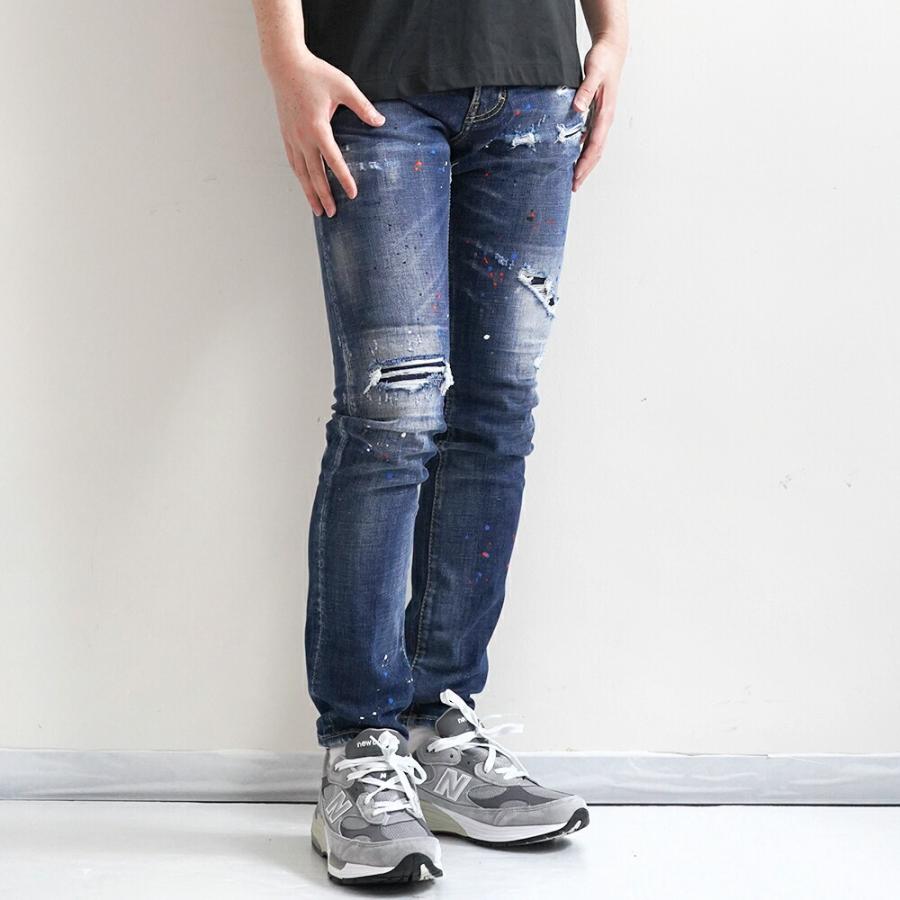 Dsquared2 ディースクエアード ボタンフライジーンズ S74lb1051 メンズ Cool Guy Jeans ダメージ ペイント加工 ダメージ
