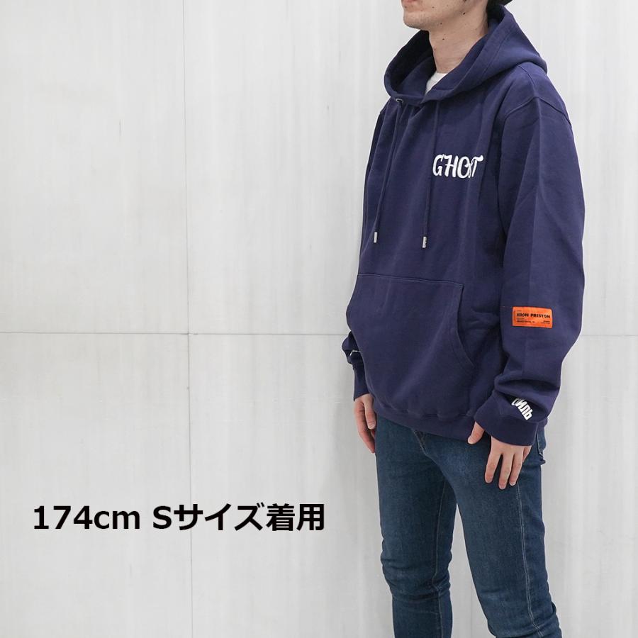 【ポイント5倍 12/3まで】HERON PRESTON パーカー ヘロンプレストン パーカー ゴースト HOODIE GHOST DARK BLUE  WHITE 3201/DARK BLUE HMBB004F198080063201