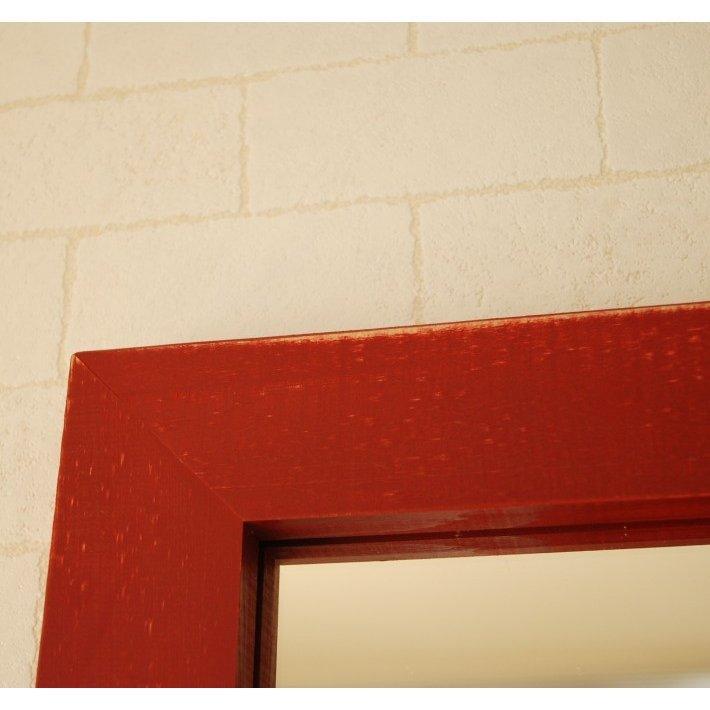 【アンティーク】昭和レトロ アイアンフレーム スタンドミラー 姿見 赤縁 古道具 80s アイアンフレーム 卓上 スタンドミラー レトロポップ モダン