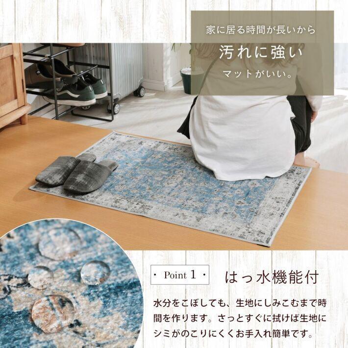 玄関マット 洗える おしゃれ ペルシャ絨毯風 屋内 室内 50x80 ラグ ペルシャ風 エントランスマット 北欧 小さめ : 1008978 ...