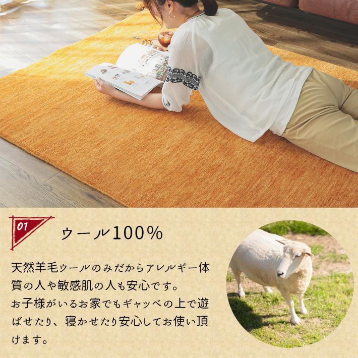 ラグ 厚手 ラグマット ウール100% ギャッベ ギャべ 190x240 おしゃれ