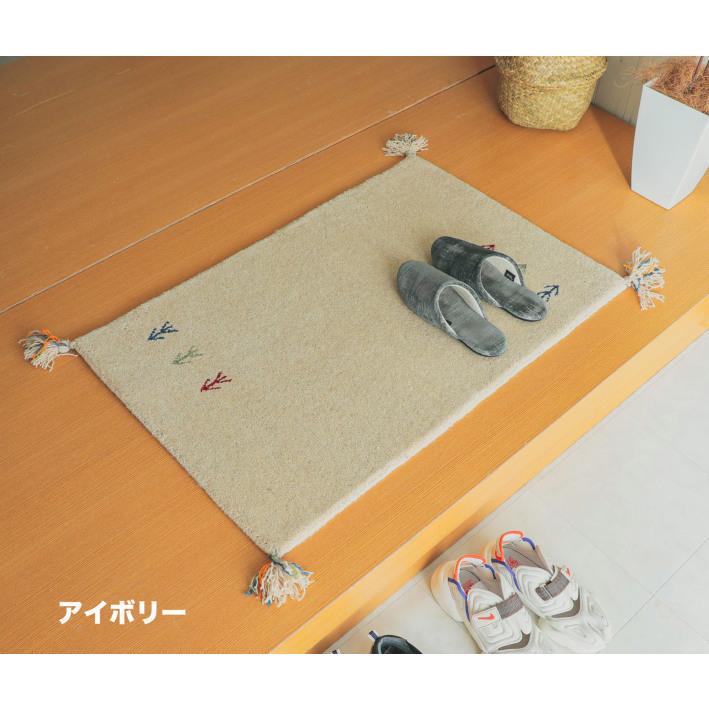 玄関マット おしゃれ 60×90 ウール100% ギャッベ ギャべ カーペット