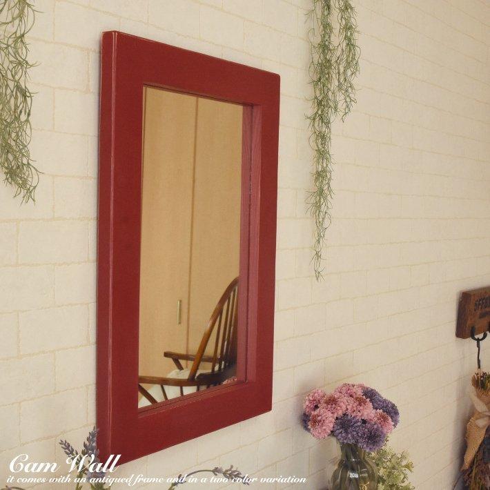 鏡 壁掛け ミラー ウォールミラー CAM-40x55RD レッド 赤 おしゃれ