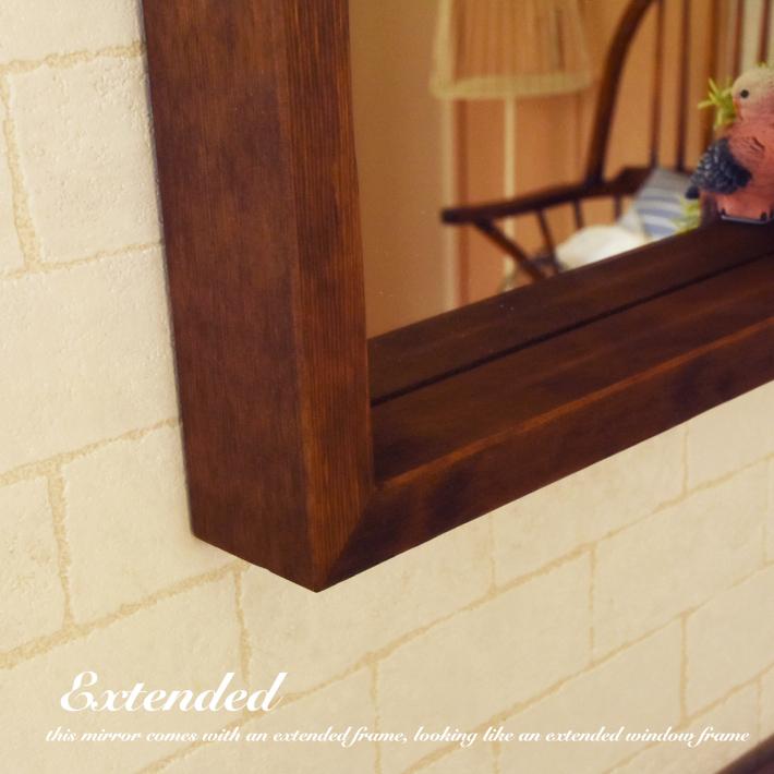 鏡 ウォールミラー 壁掛け 出窓 CAM-EX ブラウン 正方形