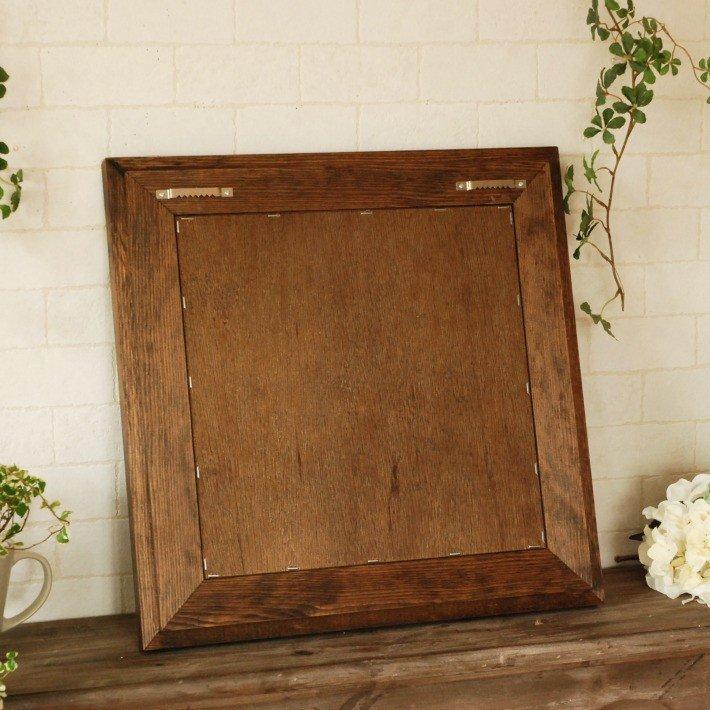 鏡 ウォールミラー 壁掛け おしゃれ 日本製 北欧 CAM-Lframe-43x43BR