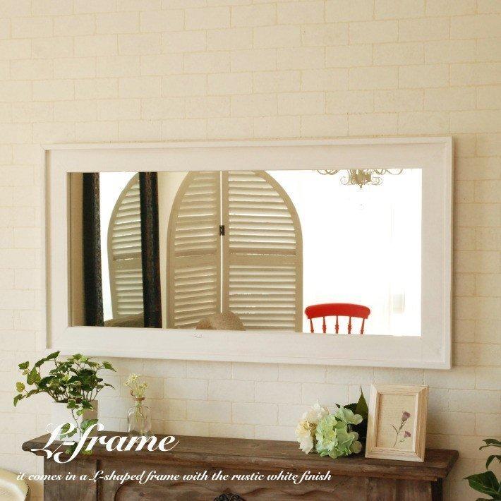 鏡 ウォールミラー 壁掛け おしゃれ 北欧日本製 CAM-Lframe-53x103WH