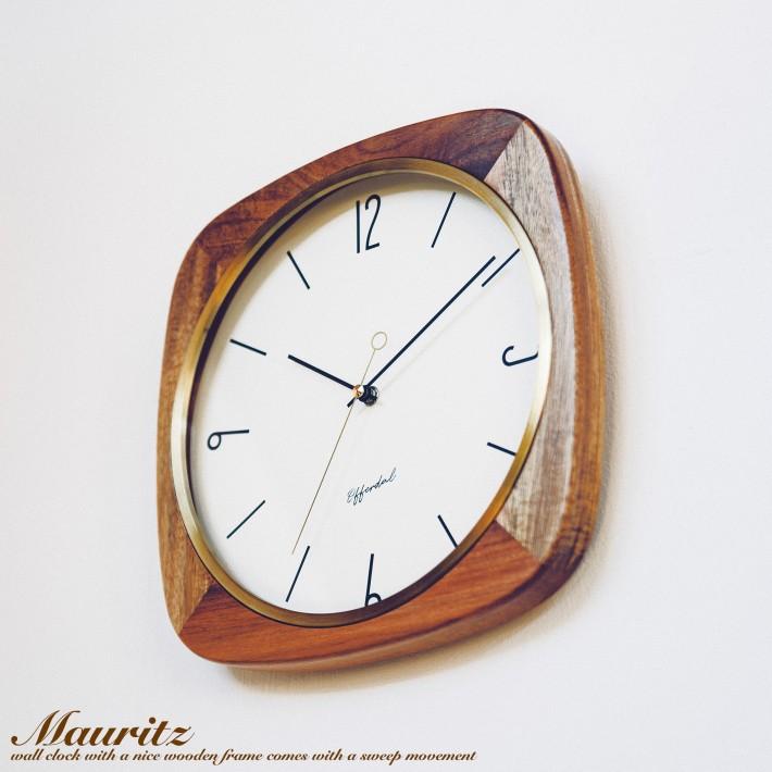 壁掛け時計 掛け時計 北欧 おしゃれ 木製 木 レトロ 静音 四角 Mauritz