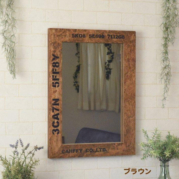 鏡 壁掛け ミラー ウォールミラー OSB 40cm x 55cm ブラウン