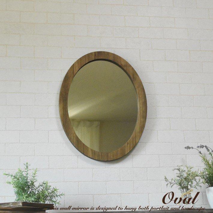 鏡 壁掛け ウォールミラー オーバル 楕円 M おしゃれ アンティーク 丸