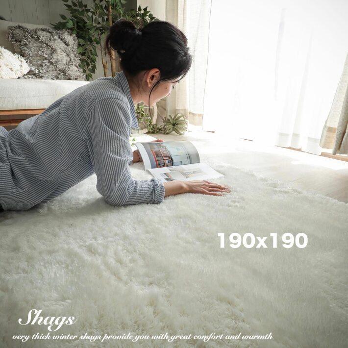 ラグ 厚手 ラグマット 洗える おしゃれ ふかふか 190x190