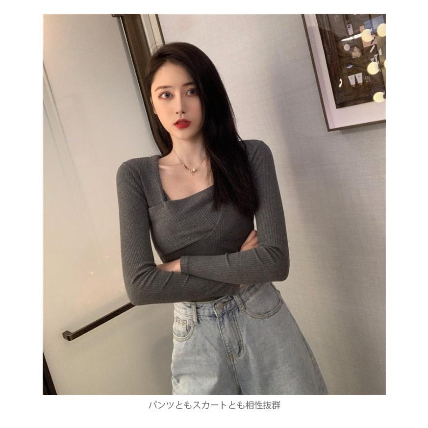 リメイク風 レディース Tシャツ 切り替えtシャツ リメイク風tシャツ 長袖 スクエアネック ストレッチ トップス プルオーバー 重ねき 個性的 冬新作 Llyt5713 C Angel 通販 Yahoo ショッピング