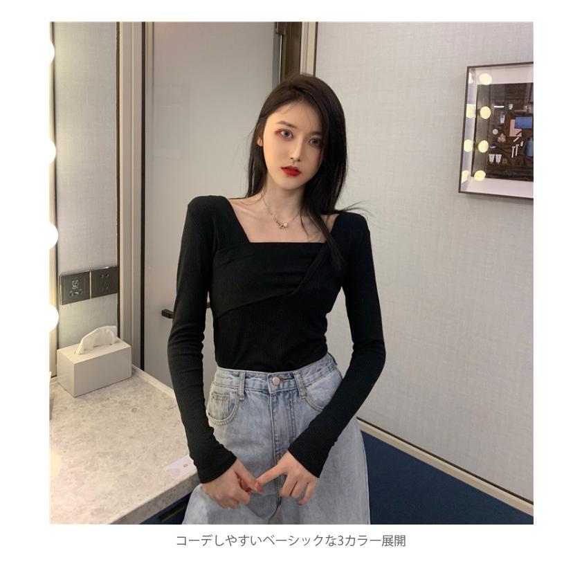 リメイク風 レディース Tシャツ 切り替えtシャツ リメイク風tシャツ 長袖 スクエアネック ストレッチ トップス プルオーバー 重ねき 個性的 冬新作 Llyt5713 C Angel 通販 Yahoo ショッピング