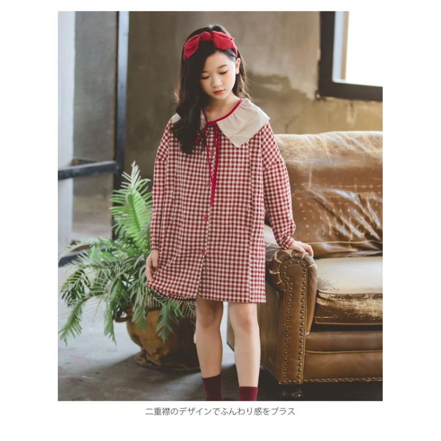 チェック柄 子供服 ワンピース ミディアムワンピース チェック柄ワンピース 膝丈ワンピース 長袖 リボン付き 二重襟 女の子 女児 キッズ ガールズ Llyw6358 C Angel 通販 Yahoo ショッピング
