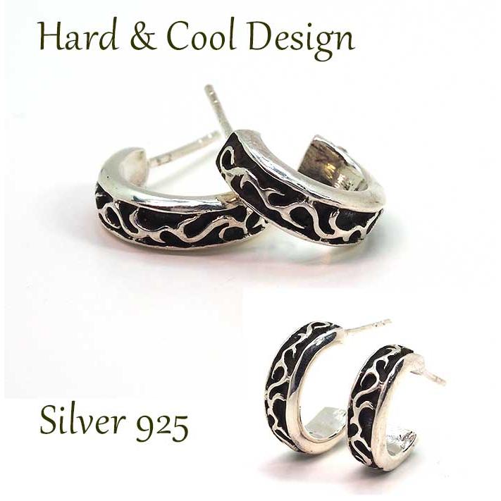 シルバー フープピアス 片耳用　silver925 18k ピアス シルバー メンズ 片耳 アクセサリー フープ いぶし銀 片方 全品