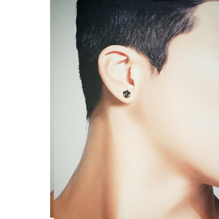 ピアス メンズ シルバー 片耳 アクセサリー 片方 いぶし銀 ユリ紋章 大