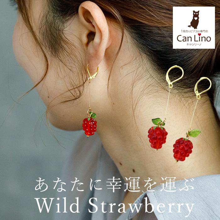 『いちご』ピアスお纏めページ ゆらゆら揺れるかわいいワイルドストロベリー 野いちご フックピアス