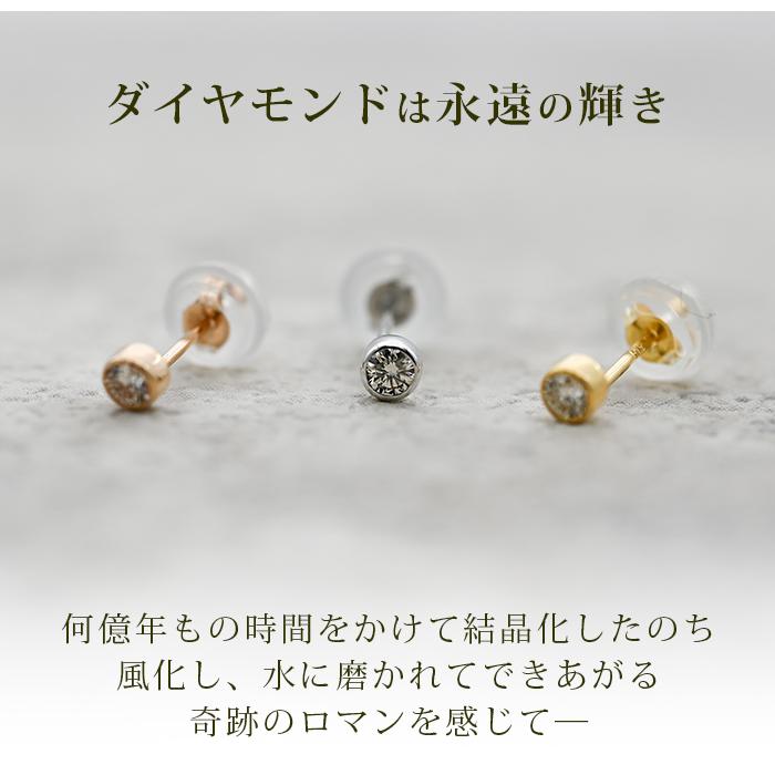天然ダイヤモンドピアス 一粒 18金 セカンドピアス フクリン K18 0.06