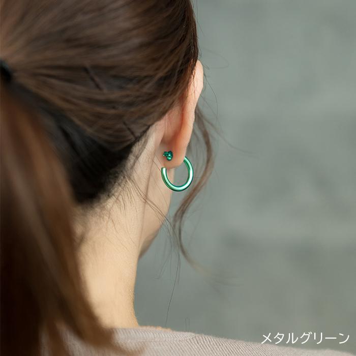 チタン ピアス フープ ハーフ 大きめ 純チタン 幅3mm×直径20mm 全8色