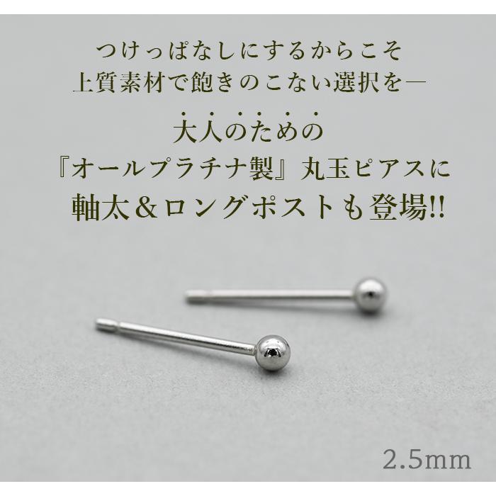セカンドピアス プラチナ ピアス つけっぱなし 丸玉 2.5mm 軸太0.8