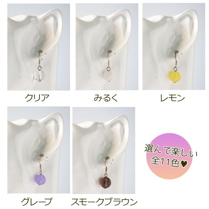 フックピアス シルバー メンズ レディース 天然石 水晶 丸玉 10mm