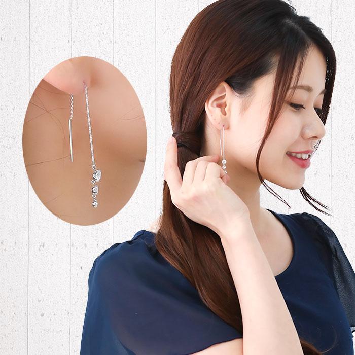 ピアス アメリカンピアス キュービックジルコニア 3連 5-4-3mm 金属