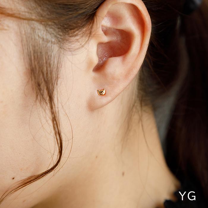 セカンドピアス つけっぱなし K18 K14 猫 ネコ Cat 軸太 標準