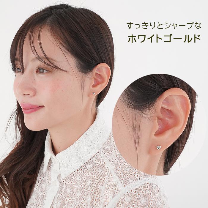 K18　ピアス　片耳 セカンドピアス つけっぱなし K18 ハート 4mm 軸太 片耳 日本製 金属