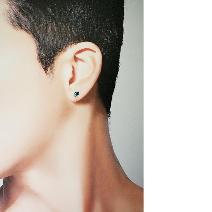 大粒ブルートパーズの片耳でもかっこいいメンズピアス プラチナ PT900