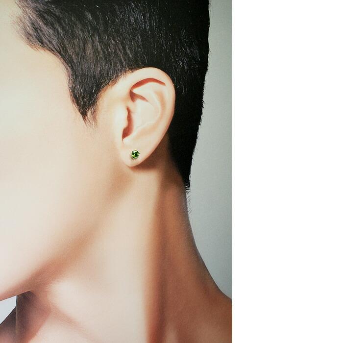 大粒ペリドットの片耳でもかっこいいメンズピアス プラチナ PT900