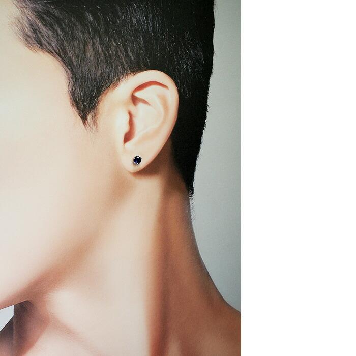 片耳でも映える大粒 プラチナ メンズピアス アイオライト 5mm セカンド