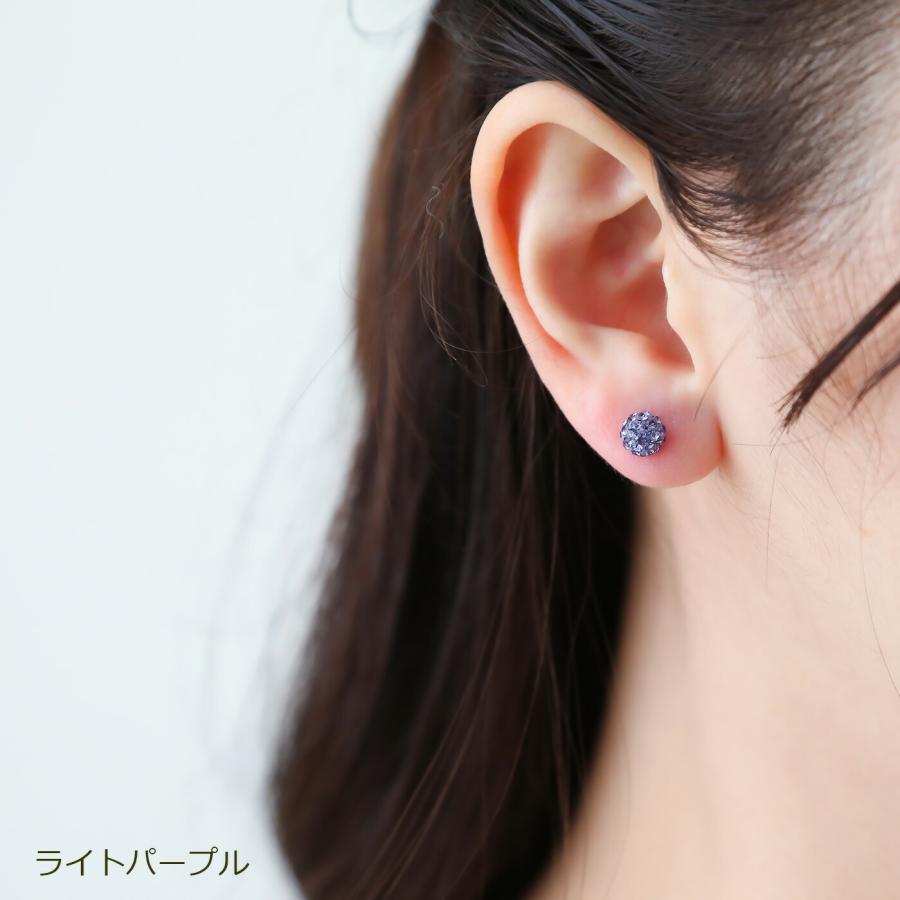 ピアス アレルギー対応 純チタン パヴェ クリスタルボール 6mm 軸太