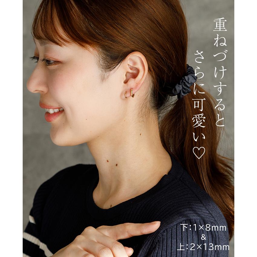 K18 フープピアス 18金 片耳 1x13mm 山梨甲府製 日本製 1個売り 品質