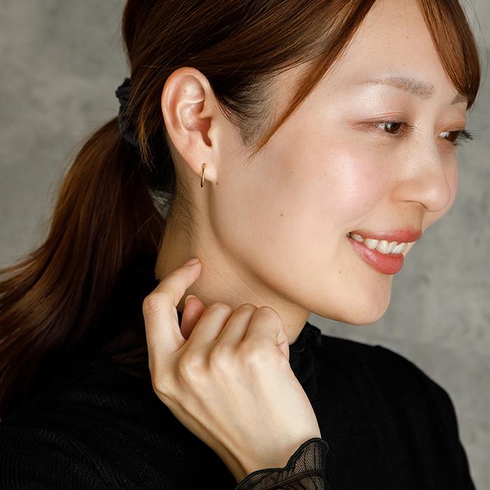 K18 フープピアス 18金 片耳 1x13mm 山梨甲府製 日本製 1個売り 品質