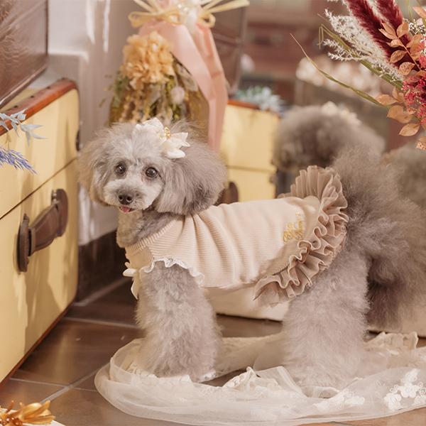 CanNana 犬 服 犬の服 秋冬 チュールフリルデザインワンピース