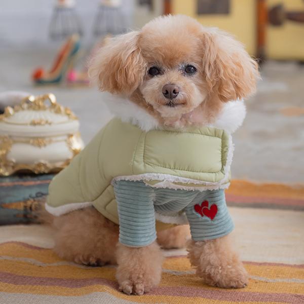 犬服 bytem XS ライトグレー ハート刺繍 CanNana 犬 服 犬の服 秋冬 ハート刺繍袖付きリブトップス リブ 温かい