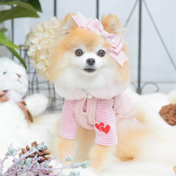 CanNana 犬 服 犬の服 秋冬 ハート刺繍袖付きリブトップス リブ 温かい
