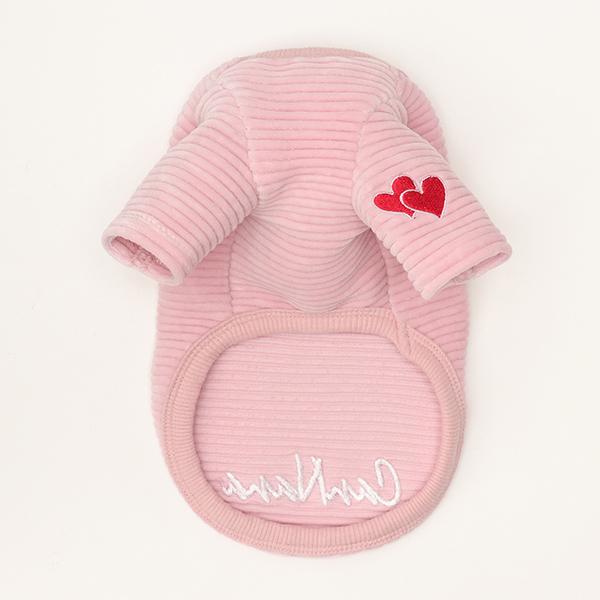 CanNana 犬 服 犬の服 秋冬 ハート刺繍袖付きリブトップス リブ 温かい