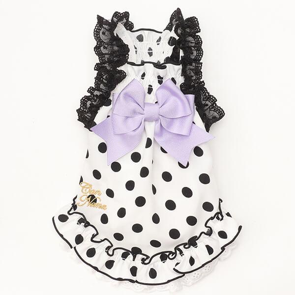 CanNana 犬 服 犬の服 春夏 ドット柄リボンフリルキャミ フリフリ