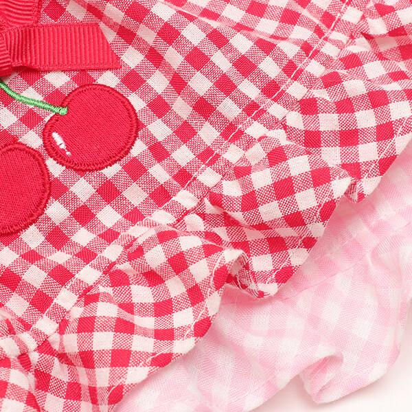 CanNana 犬 服 犬の服 春夏 さくらんぼギンガムワンピース レース