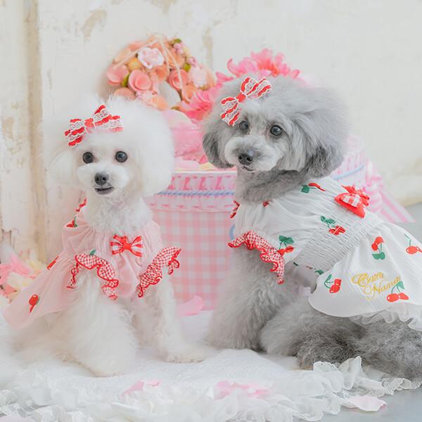 犬服 ワンピース フリフリ ストレッチ 着せやすい おしゃれ 小型犬 春 さくらんぼ きゃんナナ 犬 服 犬の服 プードル チワワドッグウェア ブランド｜cannanaonline｜19