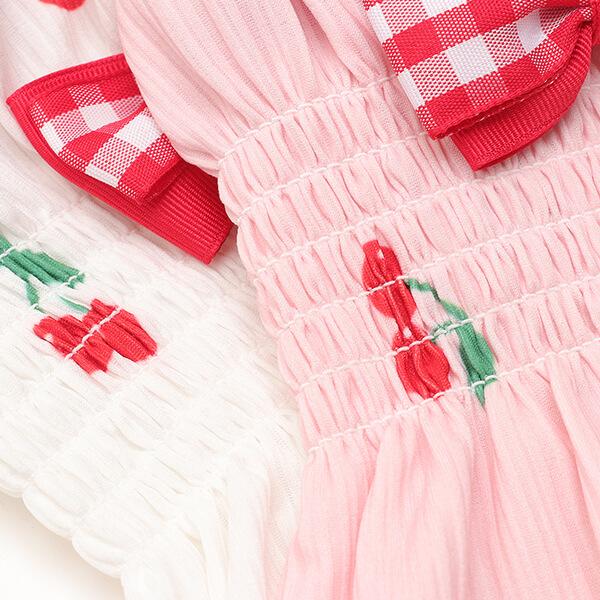 CanNana 犬 服 犬の服 春夏 さくらんぼシャーリングワンピース