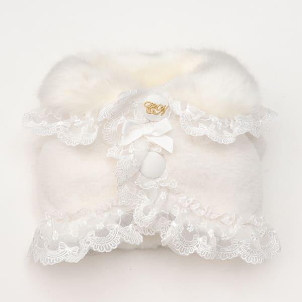 CanNana 犬服 犬の服 冬 レースフリルファーボレロ アウター コート