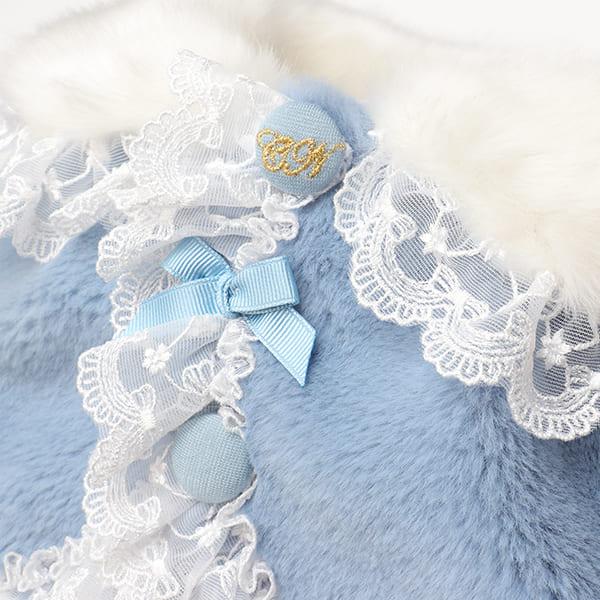 CanNana 犬服 犬の服 冬 レースフリルファーボレロ アウター コート