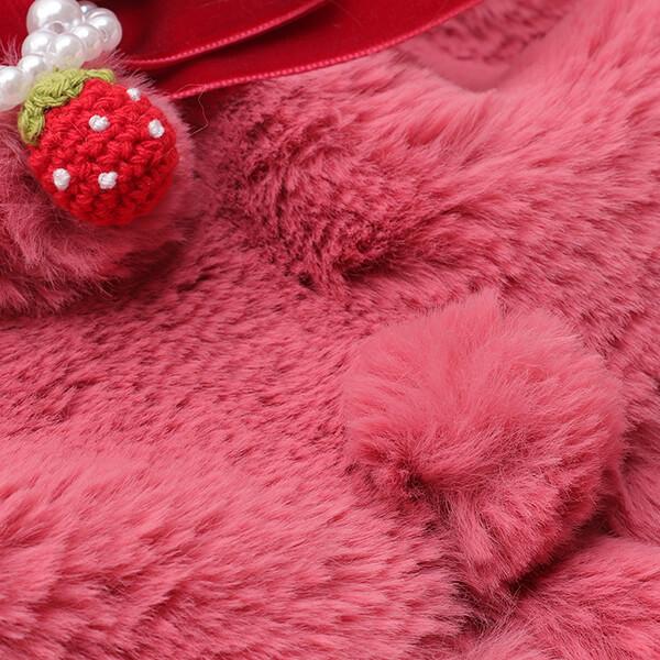 CanNana 犬 服 犬の服 冬 ブローチ付冬いちごファーコート 丸襟 ハート