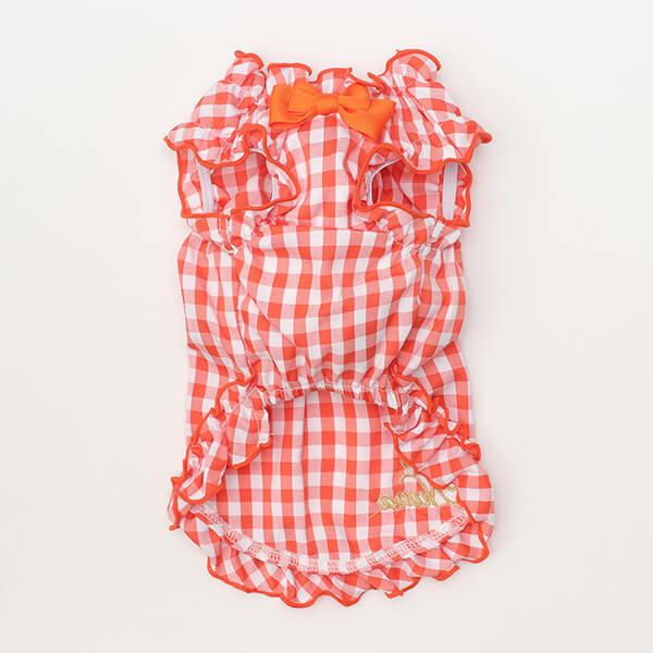 CanNana 犬 犬服 春 ドックウェア さくらんぼギンガムスモッグ