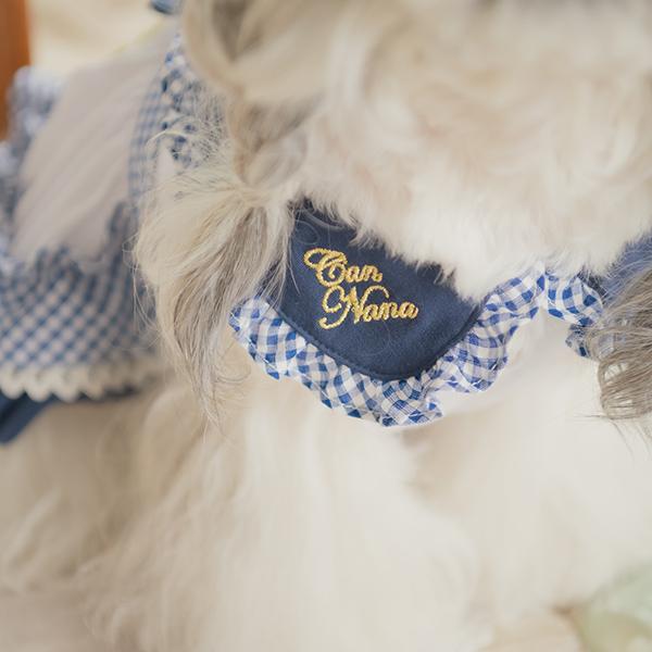 CanNana 犬 犬服 春 レトロいちごギンガムフリルワンピース