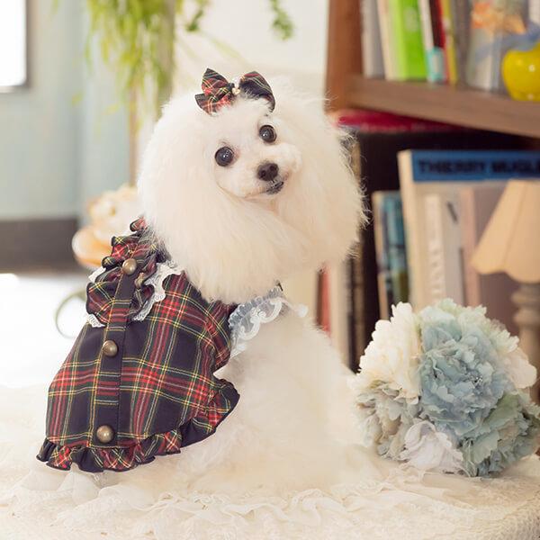 CanNana 犬 犬服 秋冬 ドックウェア トップス タータンチェック